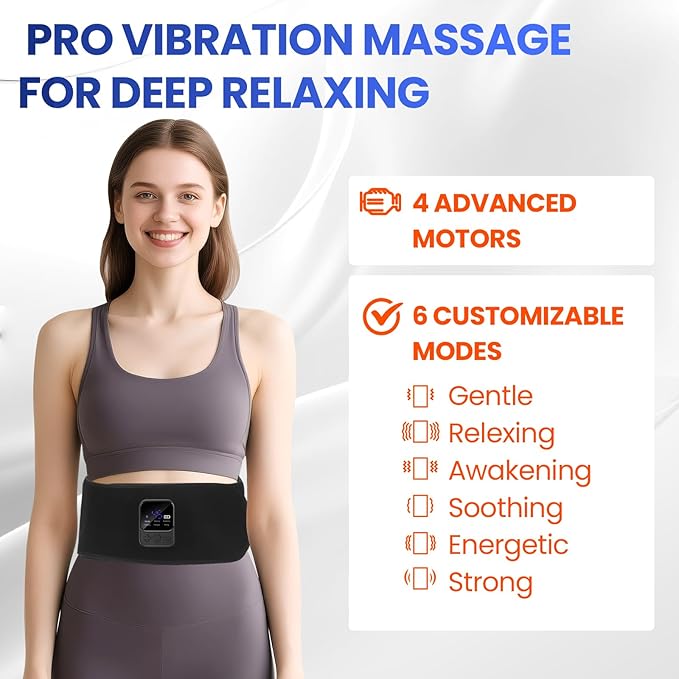 Cordless Back Massager Belt, Red Light Therapy Back Massager with 6 Heat, 6 Vibration for Pain Relief Deep Tissue, 4 Motors with Heating Pad for Back, Gifts for Women Men Mom Dad