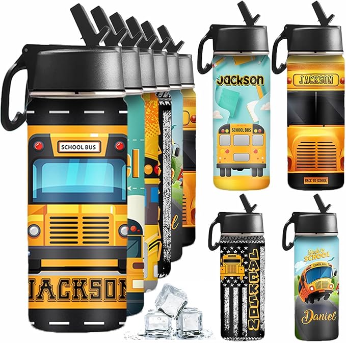VIPOPSA Customized Water Bottle For Girls Personalized Water Bottles With Straw Lid Gifts For Girls Boys Kids Bottle 18oz