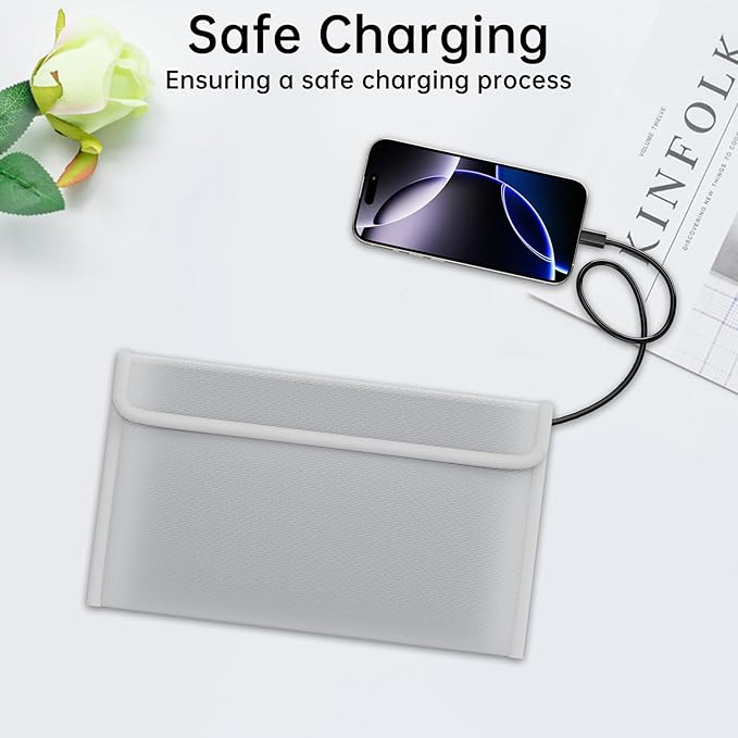 2 Pack Electronic Travel Organizer Cases,Fireproof Tech Accessories Bags,Explosion-Proof Portable Storage Pouch Bags for Power Bank,Phone,Charging Cords,Earphones(10.7”×6.3”,Silver)