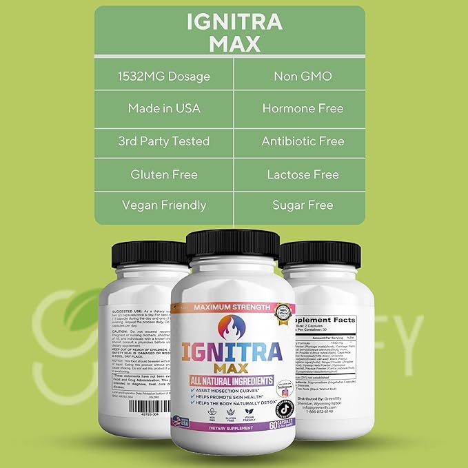 Ignitra Max Dietary Supplement, 60 Capsules, Natural Detox Support, Vegan Friendly, Non-GMO, Gluten Free, 30 Day Supply (2)