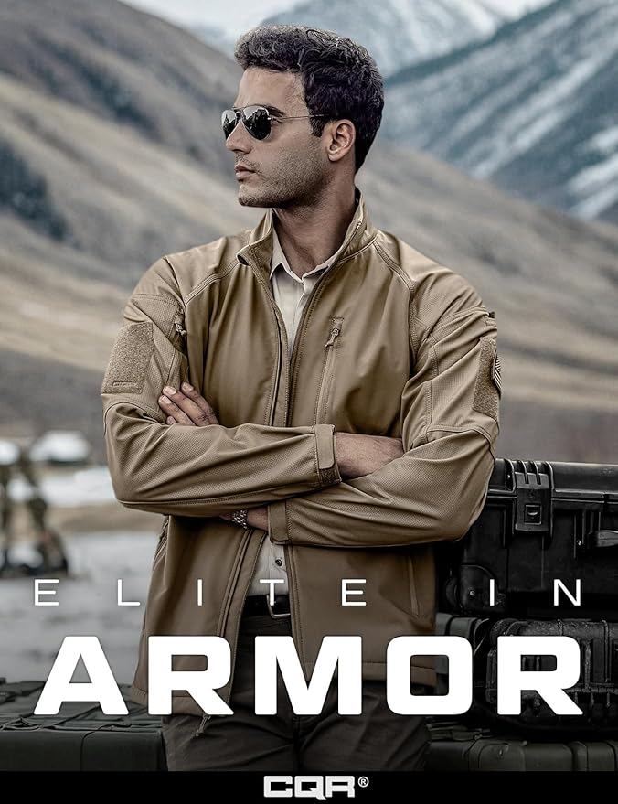 CQR Men's Tactical Softshell Jacket, Winter Warm Fleece Lined Coat, Water Resistant Outdoor Hunting Hiking Rain Windbreaker