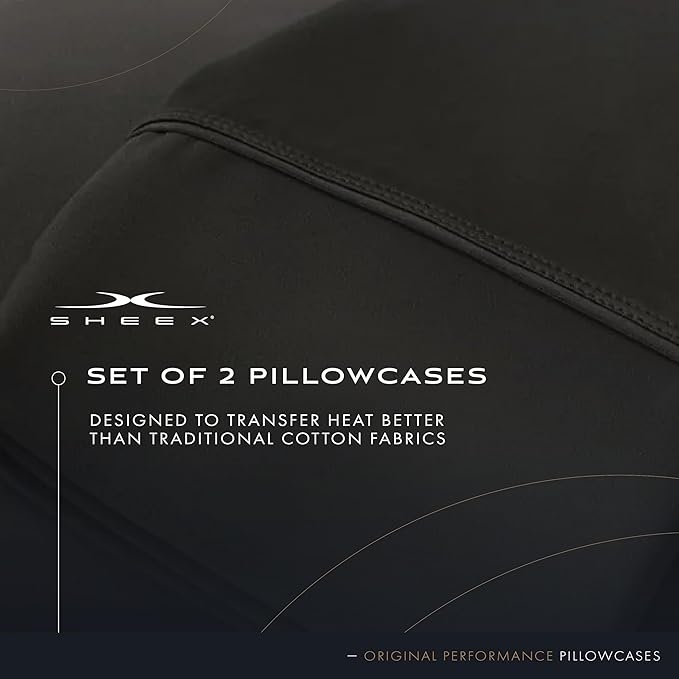 SHEEX Original Performance Cooling Pillowcases, Ultra-Soft Pillowcase Set, 2 Cooling Pillow Covers, King, Black