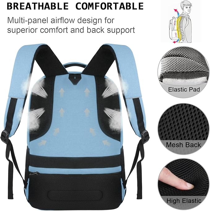 Laptop Backpack,Business Travel Anti Theft Slim Durable Laptops Backpack with USB Charging Port,Water Resistant College Computer Bag for Women & Men Fits 15.6 Inch Laptop and Notebook-Pale Blue