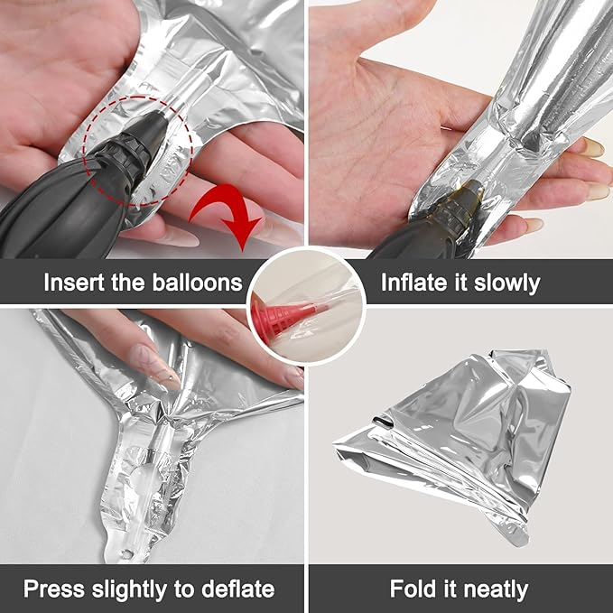 6Pcs Pink Silver Round Foil Balloons, 22inch 4D Metallic Silver Pink Balloons, Large Round Foil Ball Balloon for Girls Women Birthday Anniversary Baby Shower Wedding Party Backdrop Decorations