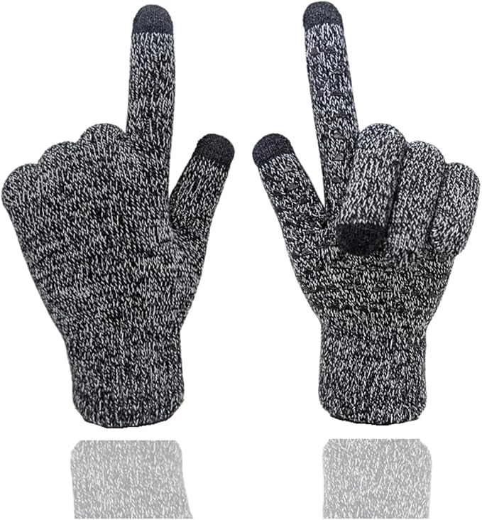 CozyTouch Winter Gloves, Touch Screen Compatible, Thermal Soft Knit Lining, 2 Pair Pack (Grey/Black)