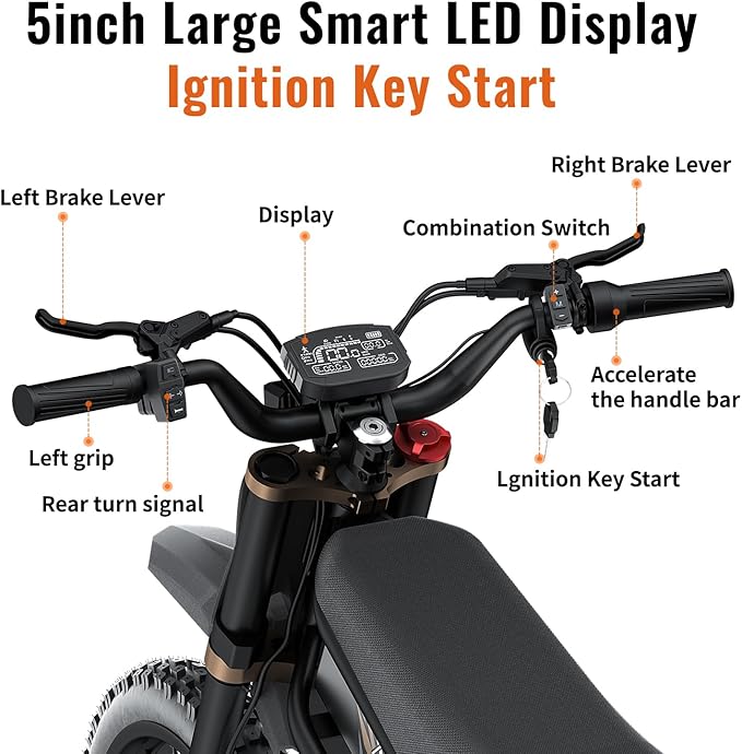 Winter Electric Dirt Bike for Adults, Upgraded 3000W 60V 50MPH //2400W 48V 37MPH Dirtbike, 36.4AH Dual Battery Ebike Up to 85 Miles, 25" Motorcycle Tire, UL2849 All Terrain for Mountains, Snow, Sand
