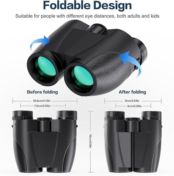 Binoculars for Adults and Kids, 20x25 Compact High Power Binoculars with Low Light Vision for Bird Watching, Large Eyepiece Waterproof Outdoor Hunting, Travel, Sightseeing