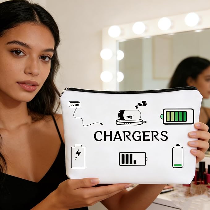 Charger Makeup Bags, Cables Organizer Bag Gifts, Travel & Small Cosmetic Zipper Pouch, Suitable for Travel Or Vacation Toiletries, Daily Use for Birthday Women And Girls Gifts