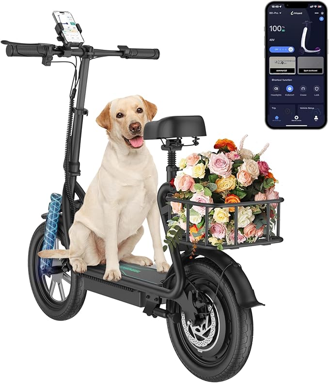 Electric Scooter for Adults, Folding E Scooter with 350W/500W Motor 16-24 Mph Top Speed, Max 15-60 Miles Long Range, 6.5''/8.5''/10''/14'' Solid Tires Commuting Scooters, Dual Brakes, APP