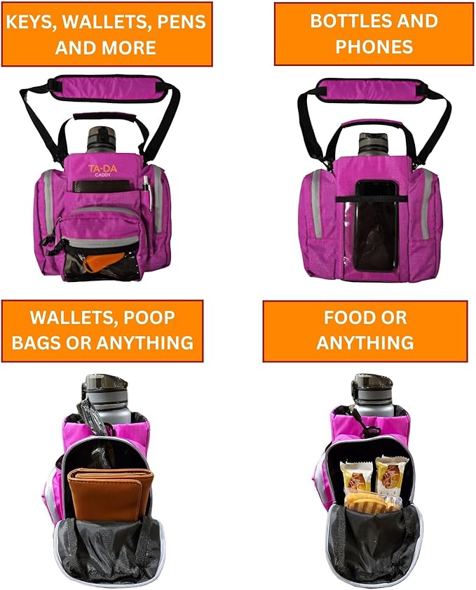 TA-DA Caddy Bag Everywhere you Go | Core Items are Bottle Phone Keys Wallets Etc., so Easy Access and more Convenient than Purse, Carrier, Crossbody, Messenger, Duffle, Fanny, Tote | W-7 H-10 L-10 |
