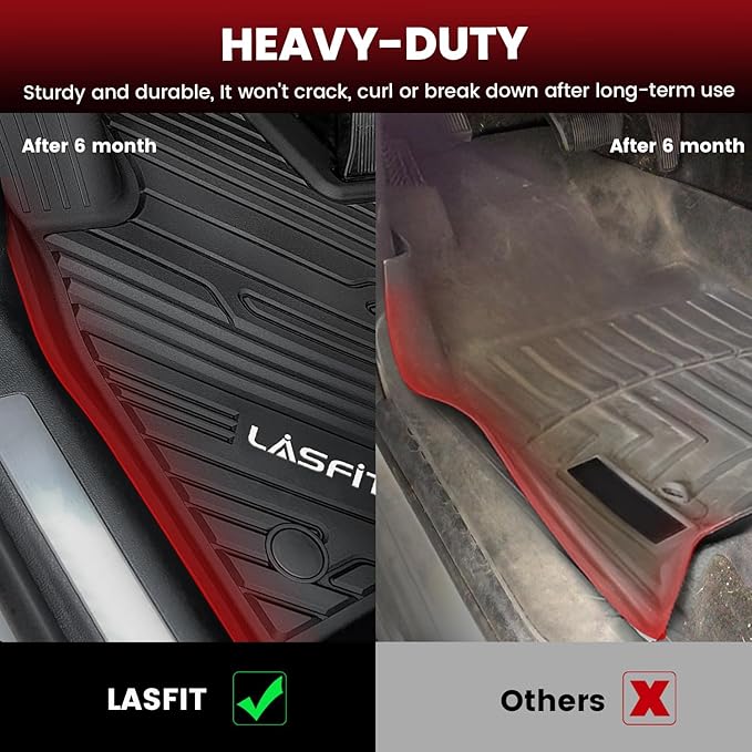 LASFIT Floor Mats for Ford Explorer 2020-2025 7 Passenger TPE All Weather Protector Anti-Slip Floor Liners, 2025 2024 2023 2022 2021 2020 Explorer 7 Seats Accessories, 1st& 2nd& 3rd Row, 4pcs Black