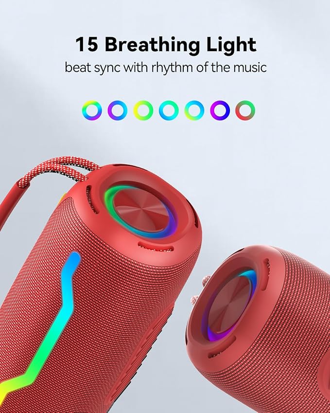 Portable Bluetooth Speaker with Light, Waterproof Karaoke Machine for Adults & Kids, Loud Sound and Deep Bass, Up to 8H Playtime, Support Bluetooth/AUX/USB for Home, Party, Outdoor and Travel