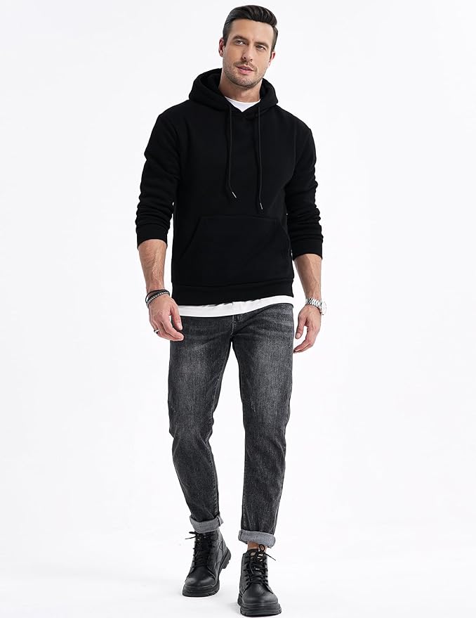 JMIERR Mens Casual Cotton Hooded Collar Drawstring Hoodies Pullover Sweatshirts Casual Long Sleeve Shirts