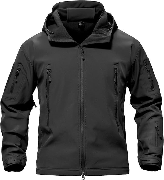 TACVASEN Men's Special Ops Military Tactical Soft Shell Winter Warm Fleece Lined Jacket Rain Hood Coat Hiking Snowboard