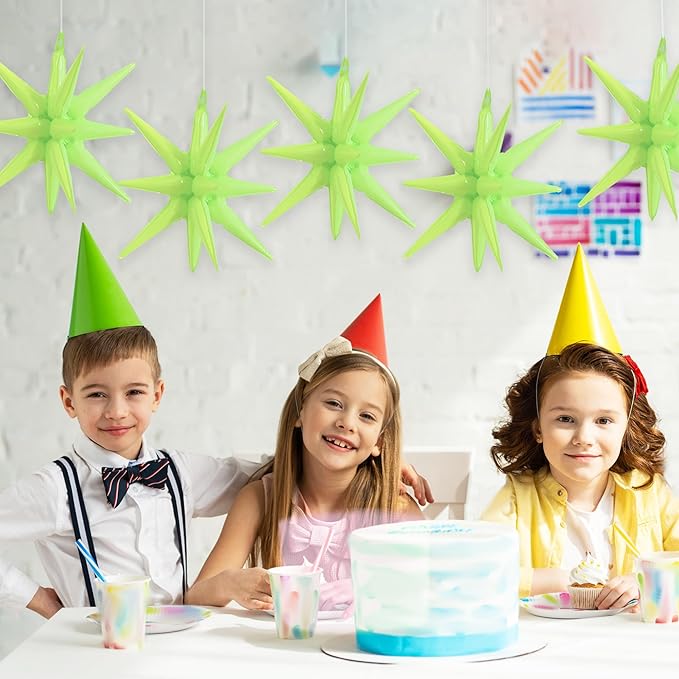 TONIFUL 4 Pcs 22inch 4D Light Green Explosion Star Mylar Balloons for Party Backdrop Christmas,New Year Birthday, Wedding Baby Shower Anniversary Photo Booth Supplies