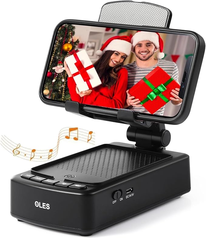 Gifts for Men, OLES Mobile Phone Stand with Bluetooth for Him Dad Women Who Want Nothing, Adjustable Tablet Holder with Wireless Speaker, Tech Gadgets for Table Desk, Unique Ideal