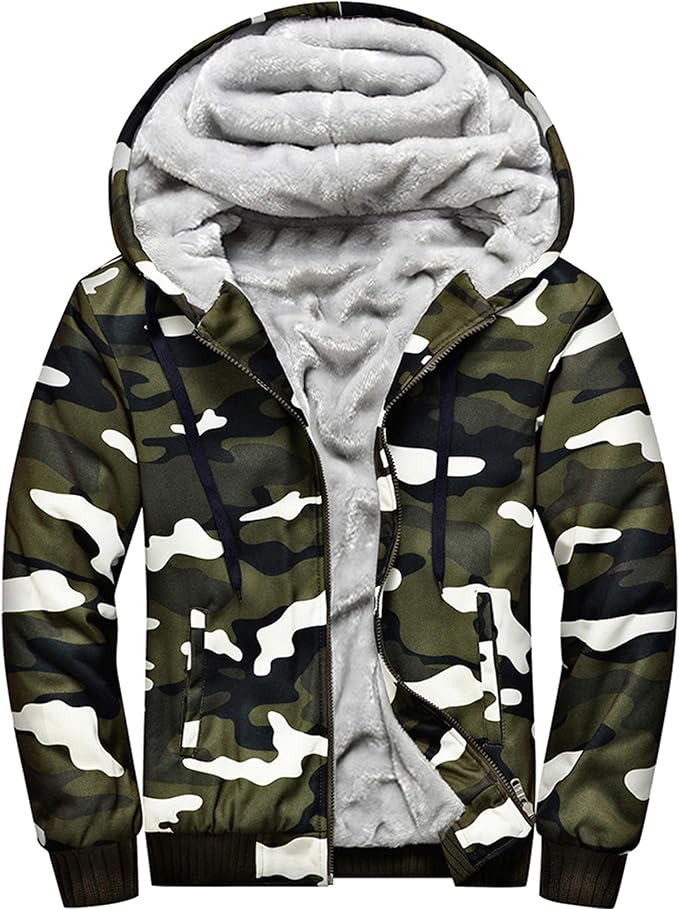 MACHLAB Men's Pullover Winter Workout Fleece Hoodie Jackets Full Zip Wool Warm Thick Coats