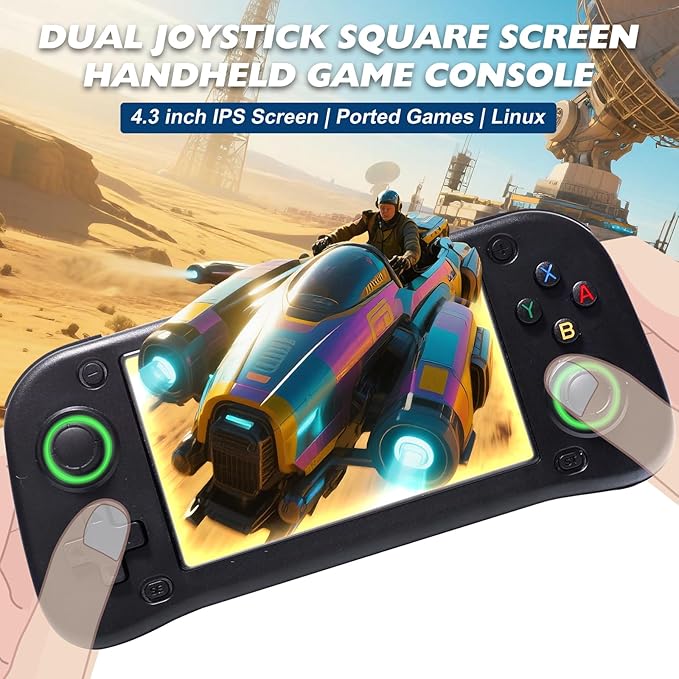 G28 Retro Handheld Game Console, 4.3" IPS Screen, 64GB Memory Card with 30000+ Games, 26 Emulators, 3500mAh Battery, OTG Support, 3D Joystick, Built-in Headphone Jack, Retro Gaming Console for Adults