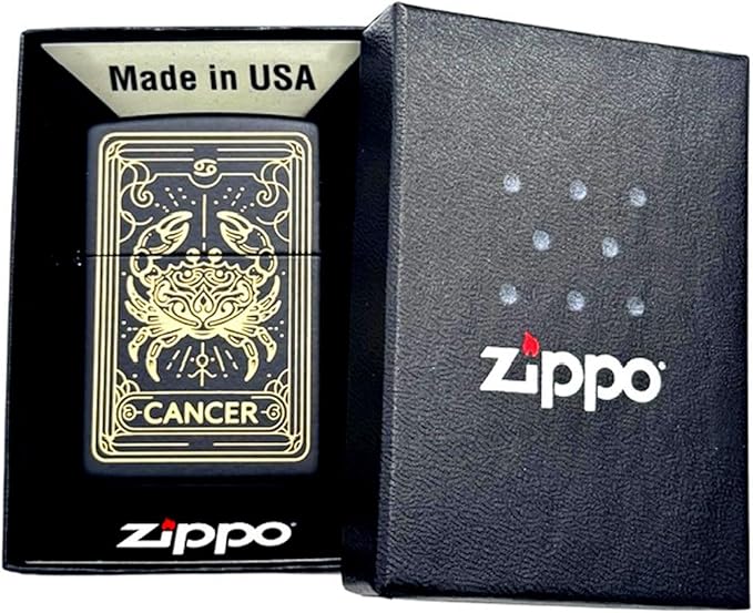 Zippo Lighter - Personalized Custom Message Engraved on Backside Zodiac, Horoscope Signs (Cancer)