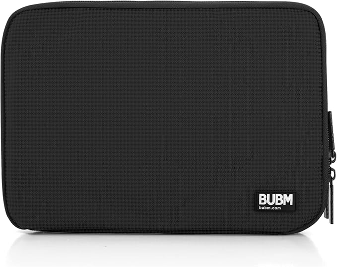 BUBM Double Layer Electronic Accessories Organizer, Travel Gadget Bag for Cables, USB Flash Drive, Plug and More, Perfect Size Fits for iPad Mini (Medium, Black)