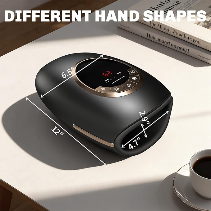 Foruisin Hand Massager with Heat and Compression, 3 Strength Levels & Modes, 10/15/20 Min Timer,Large Size Fits Hands & Forearms Carpal for Arthritis, Pain Relief, Carpal Tunnel(Black, General)