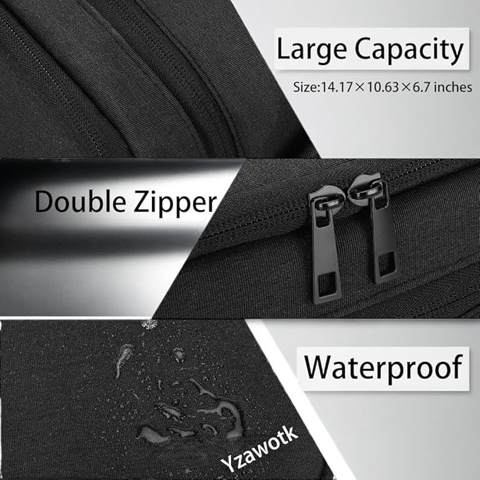 Extra Large Electronics Organizer Travel Case, Cable Organizer Bag with Shoulder Strap, Electronics Accessories Storage Double Layer Bags for Cord, Tablet, Headphone, Charger, Tools, DJ Gifts