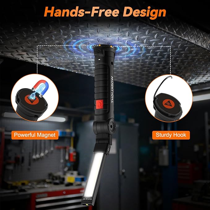 Magnetic Work Light 6Pack, Rechargeable Work Light with 360° Rotation, 5 Mode Mechanic Light, Compact Rechargeable Flashlight with Hook for Car Repairing, Emergency, Valentines Day Tool Gifts for Him