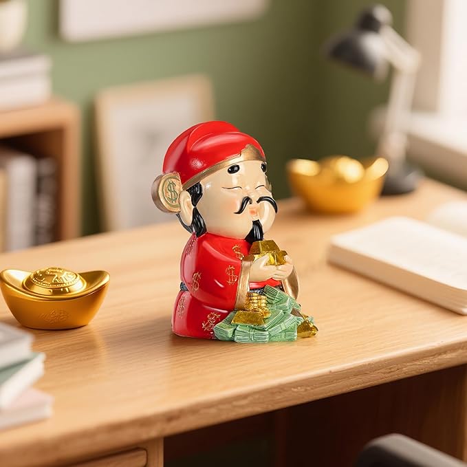 Etlemonde God of Wealth Statue,Feng Shui Money Decor,Chinese New Year CAI Shen Figurine 2026