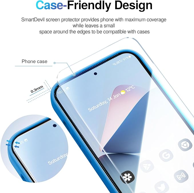 SMARTDEVIL [3 Pack for Samsung Galaxy S25 Screen Protector, Finger Print Reader Compatible, Fast & Easy Installation, Clear 9H Tempered Glass Film, Alignment Frame [Dust-Free & Bubble-Free]