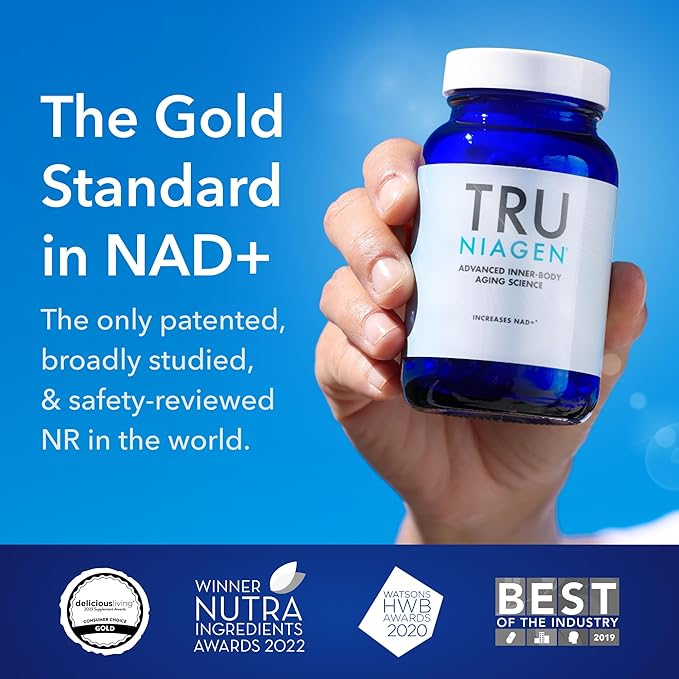 TRU NIAGEN Patented NAD Supplement for Brain Function, Anti Aging & Cell Regeneration, 300mg Niagen, 30 Servings | Supports Cellular Energy, Muscle | Nicotinamide Riboside (NR) Take 1 Daily | 2 Bottle