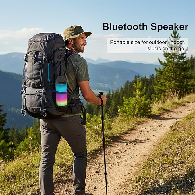 Bluetooth Speaker with Lights, Portable Wireless, Powerful Stereo Sound, IPX4 Waterproof, Up to 24H Playtime, TWS Surround Pair, BT5.3,for Home/Outdoor/Party/Camping, Electronic Gadgets, Birthday Gift