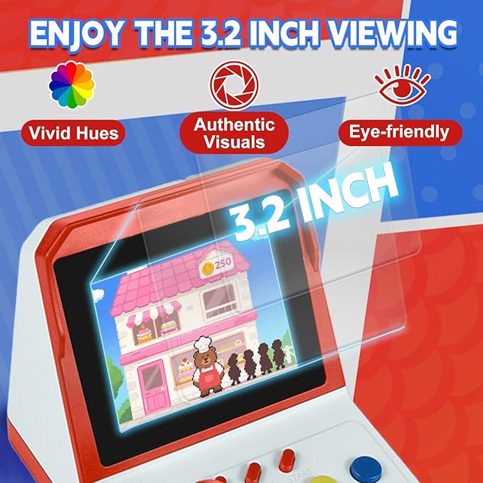 A6 Retro Handheld Game Console - Supports 1000+ Games,3.2 Inch Screen,Mini TV-Style,Plug & Play to Big Screen,2-Player Ready - Birthday Gift for Boys and Girls,Video Games for Partner(Red)