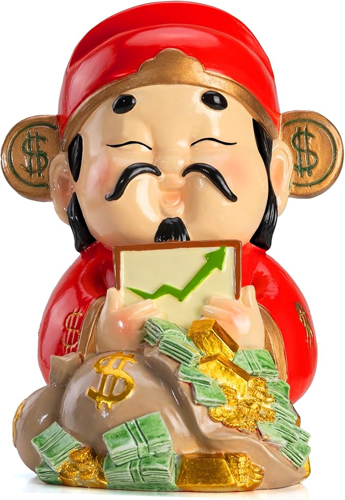 Etlemonde God of Wealth Figurine,Stock Market Luck Statue,Bring Positive Energy to Your Wealth Chinese New Year 2026