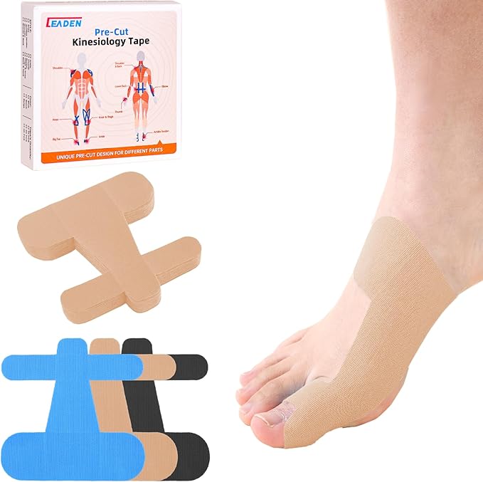 IEADEN Precut Kinesiology Tape for Bunion, 40 Pcs, Bunion Corrector & Relief, Big Toe Support and Pain Relief, Breathable Hypoallergenic Latex-Free Tape, (Beige)