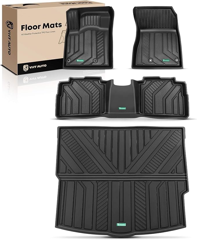 YHTAUTO Floor Mats & Cargo Mat Compatible with Nissan Rogue 2021-2026 Not Rogue Sport or Select, TPE All Weather Car Mats Waterproof Anti-Slip Odorless Floor Liner Trunk Mat, Interior Car Accessories