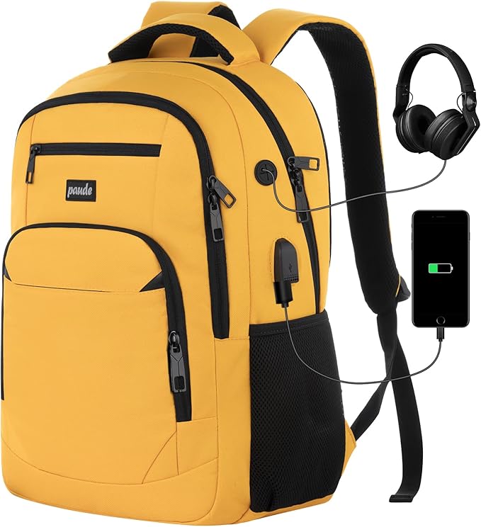 Paude Backpack for School, Laptop, Teens 15.6 Inch College Backpack for University, Business, Work, Travel - Orange