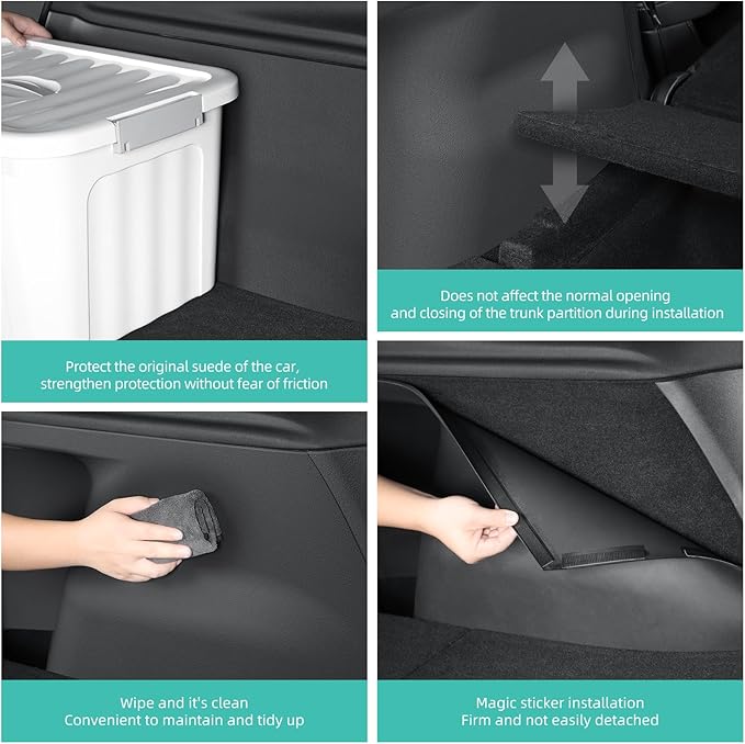 2025 2026 Model Y Juniper Rear Trunk Side Anti-Scratch Mats 4PCS TPE Waterproof Trunk Left & Right Panel Protection for Model Y Refresh Juniper Interior Accessories