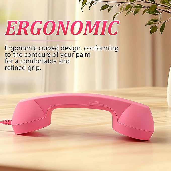 Retro Phone Handset, 2026 New Retro Style Type-C Phone Handset,Vintage Wired Plug in Handheld Cell Phone Receiver with Microphone, Suitable for Cell Mobile Video Conferences,Calls,Meetings (Black)