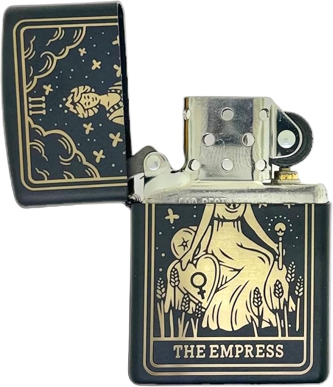 23 Custom Tarot Card - Major Arcana Card Laser Engraved Zippo Black Matt Windproof Lighter (The Empress)