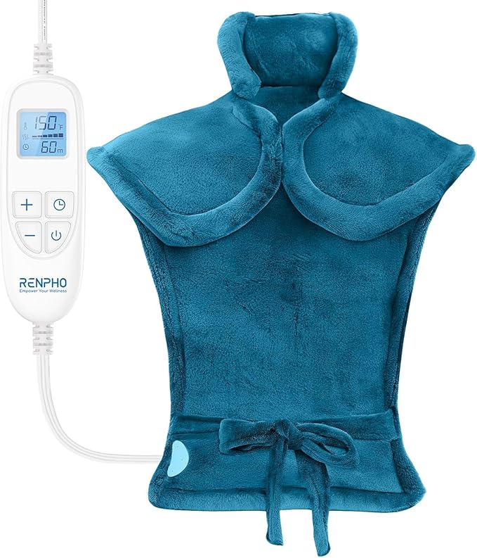 RENPHO Valentines Day Gifts for Her Him, Heating Pad for Neck and Shoulders and Back, Birthday Gifts for Women Men, FSA Eligible HSA Store, 24"x33" Weighted Electric Heat Pad, ETL Certified, Blue