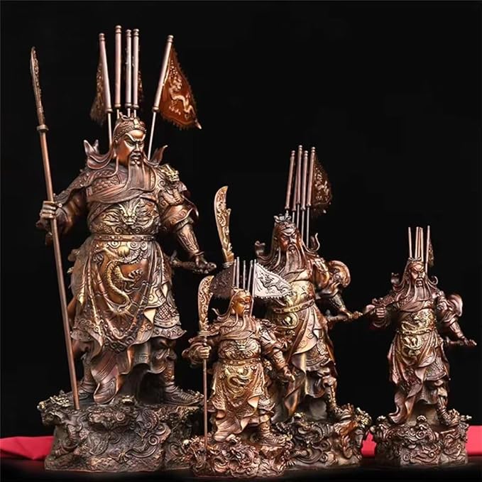 burid Pure Copper Chinese Feng Shui Guan Gong Statue God of Wealth Home and Office Decoration Wu God of Wealth Guan Yu Statue Best Furnishings Gifts, 26*21*65CM，10.0KG