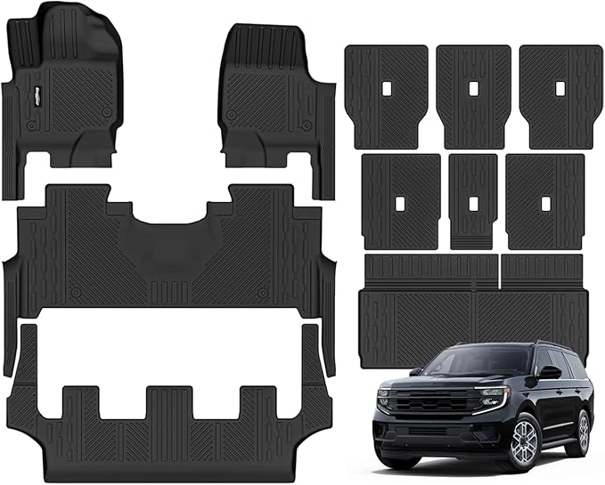 Floor Mats for 2025 Ford Expedition Max 8 Seats(2 Row Bench Seat), Trunk Mat and Backrest Mat All Weather TPE Protector for Ford Expedition Accessories