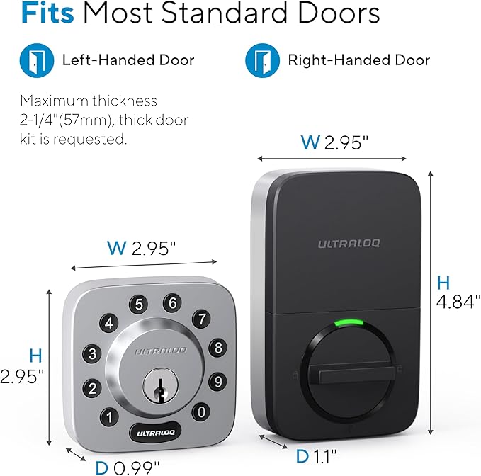 ULTRALOQ U-Bolt Smart Lock with WiFi Bridge, 6 in 1 Keyless Entry Door Lock with App Remote Control, Backlit Keypad, Auto Unlock, Smart Deadbolt Front Door, ANSI Grade 1, 1 Year Battery, Satin Nickel