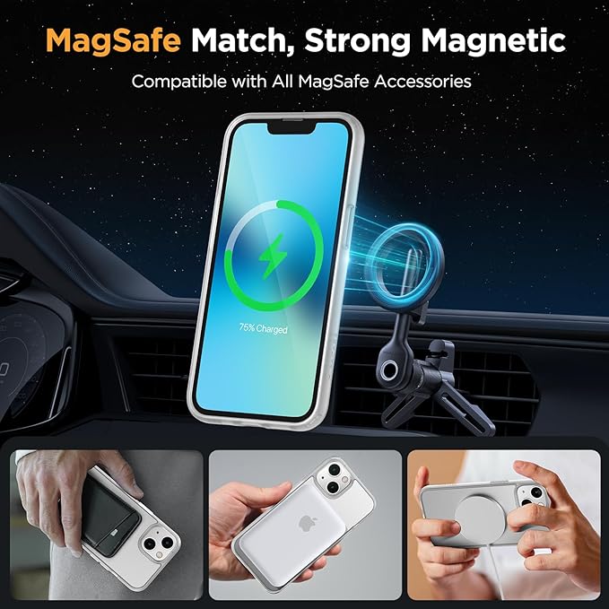 Miracase Magnetic for iPhone 13 Case 6.1 inch (Compatible with MagSafe)（with 2X Screen Protectors） Military-Grade Protection, Anti-Fingerprint Translucent Matte Phone Case Cover, Frost Clear