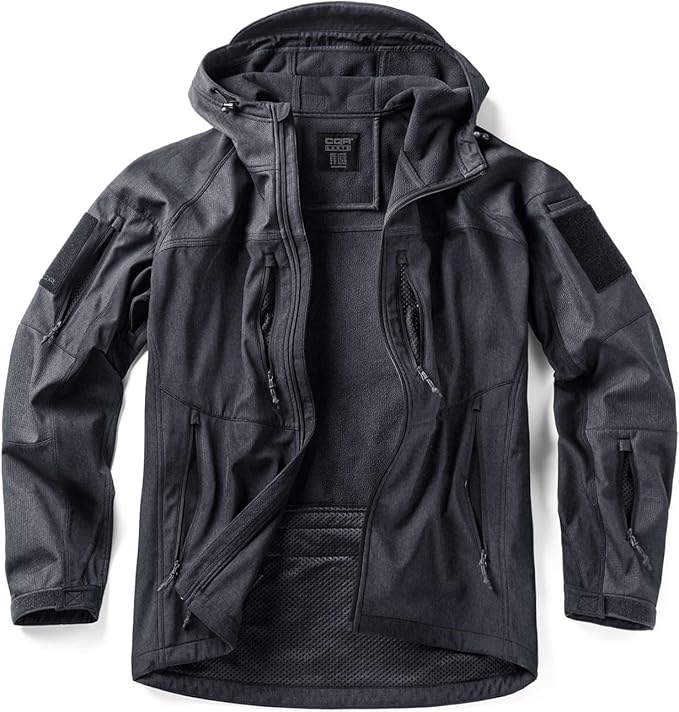 CQR Men's Tactical Softshell Jacket, Winter Warm Fleece Lined Coat, Water Resistant Outdoor Hunting Hiking Rain Windbreaker
