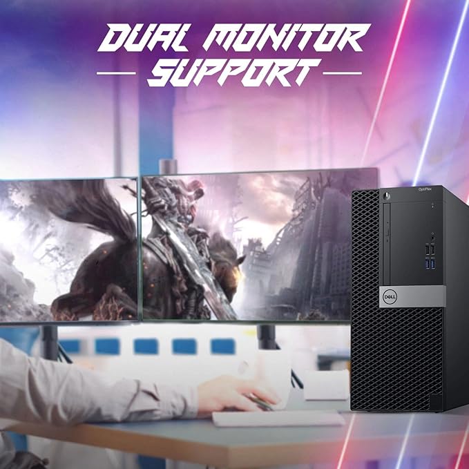 Dell Gaming Tower Desktop PC – Intel Core i5-6500 – 16GB RAM – 1TB SSD – GeForce GT 1030 – 24" LED Monitor – RGB Keyboard & Mouse – RGB Speakers – Windows 11 Pro – Gaming Computer (Renewed)
