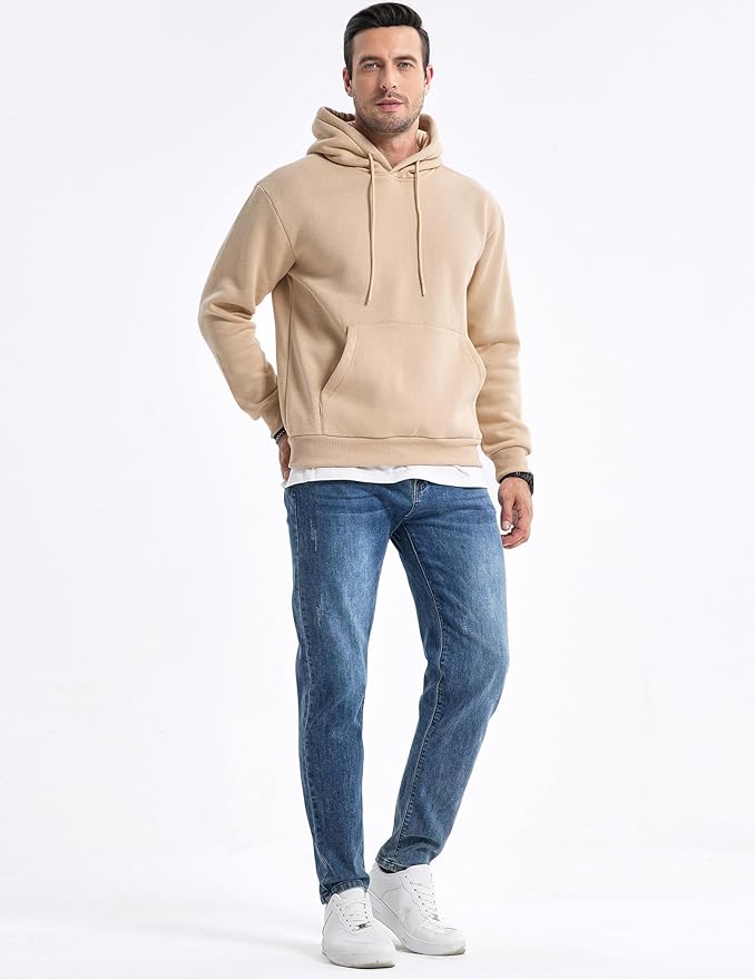 JMIERR Mens Casual Cotton Hooded Collar Drawstring Hoodies Pullover Sweatshirts Casual Long Sleeve Shirts