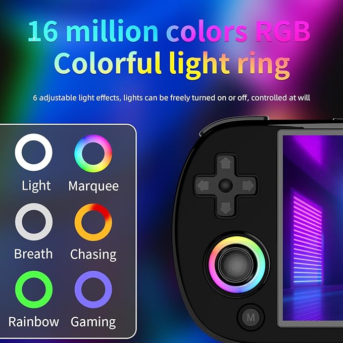 RG40XX H Retro Handheld Game Console 4.0-inch IPS Screen Linux System Game Player 64GB Card Preloaded 5000+ Games RGB Lighting 3200mAh Battery(RG40XX H-Black)