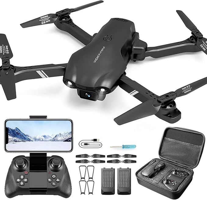DRONEEYE 4DV13 Drone with 1080P HD FPV Camera for Kids Adults,Remote Control Helicopter Quadcopter for Beginners boy Toys Gift,Waypoint Functions,Altitude Hold, Gesture Selfie,3D Flips,2 Batteries,Black