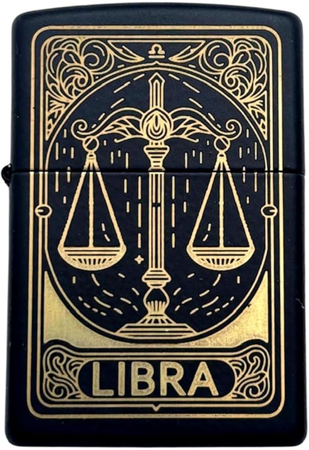 Zippo Lighter - Personalized Custom Message Engraved on Backside Zodiac, Horoscope Signs (Libra)